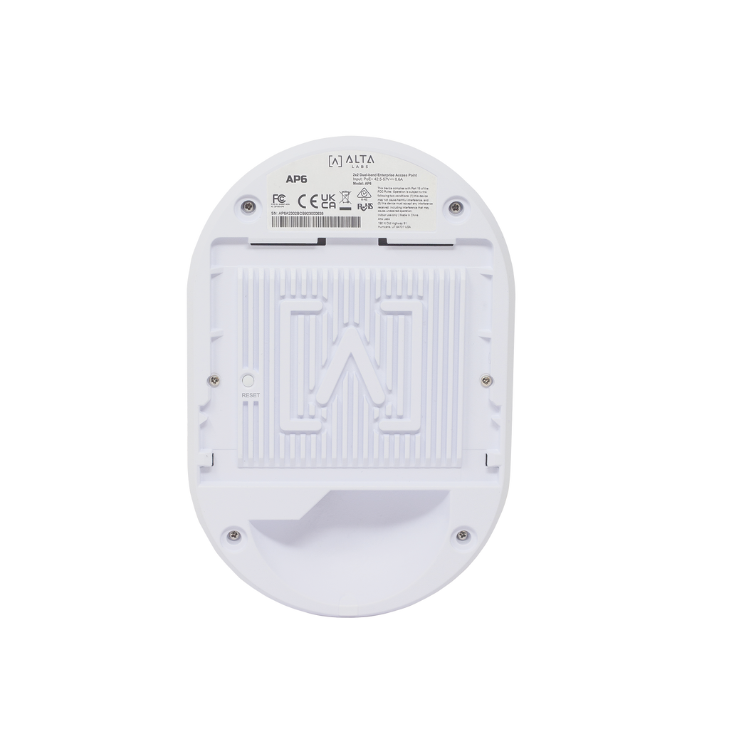 AP6 - Punto de Acceso Wi-Fi 6 de 3 Gbps para 300 Usuarios, MU-MIMO 2x2 / Adopción Fácil por Bluetooth / Para Interior / Montaje Rápido QuickMount™ para Techo o Pared / DPI para Bloqueo de Aplicaciones / Equipo de USA