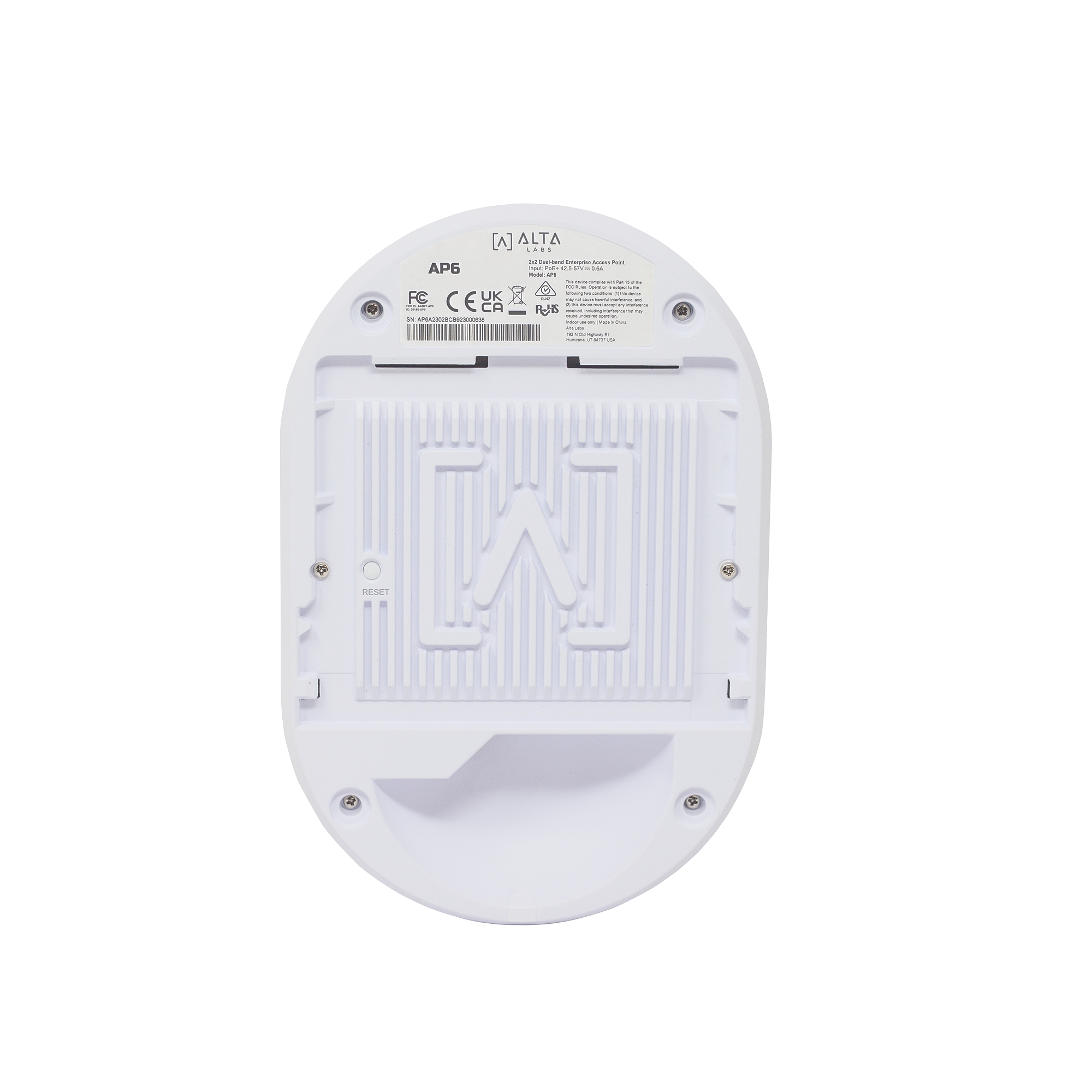 AP6 - Punto de Acceso Wi-Fi 6 de 3 Gbps para 300 Usuarios, MU-MIMO 2x2 / Adopción Fácil por Bluetooth / Para Interior / Montaje Rápido QuickMount™ para Techo o Pared / DPI para Bloqueo de Aplicaciones / Equipo de USA
