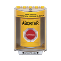 Botón de Abortar, Texto en Español, Tapa Protectora de Policarbonato Súper Resistente, Girar para restablecer